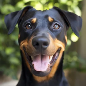 Happy Black and Tan Dog with Tongue Out