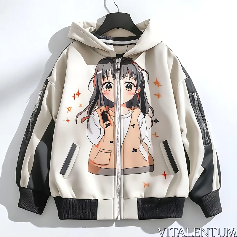 Anime Hoodie with Expressive Character Art AI Image