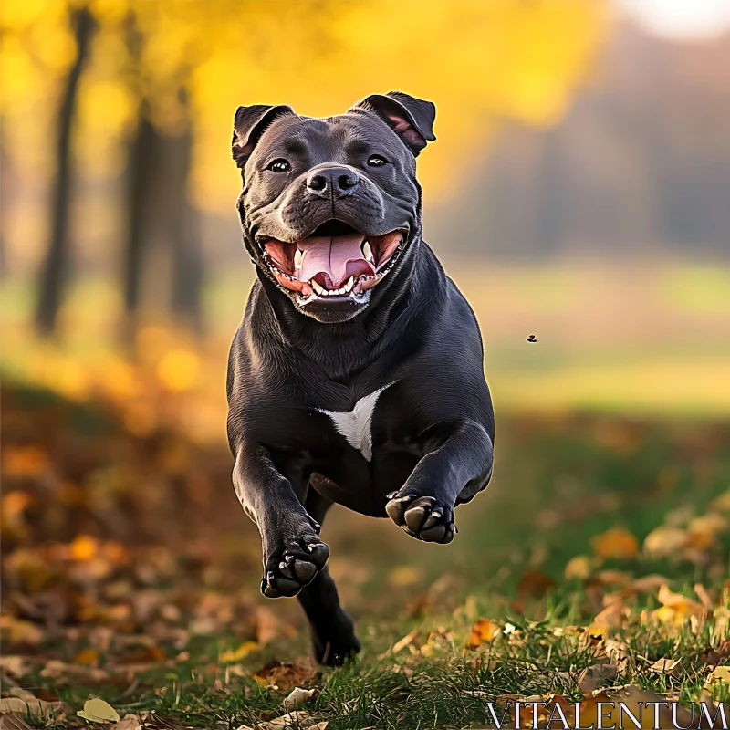 AI ART Happy Black Dog in Autumn