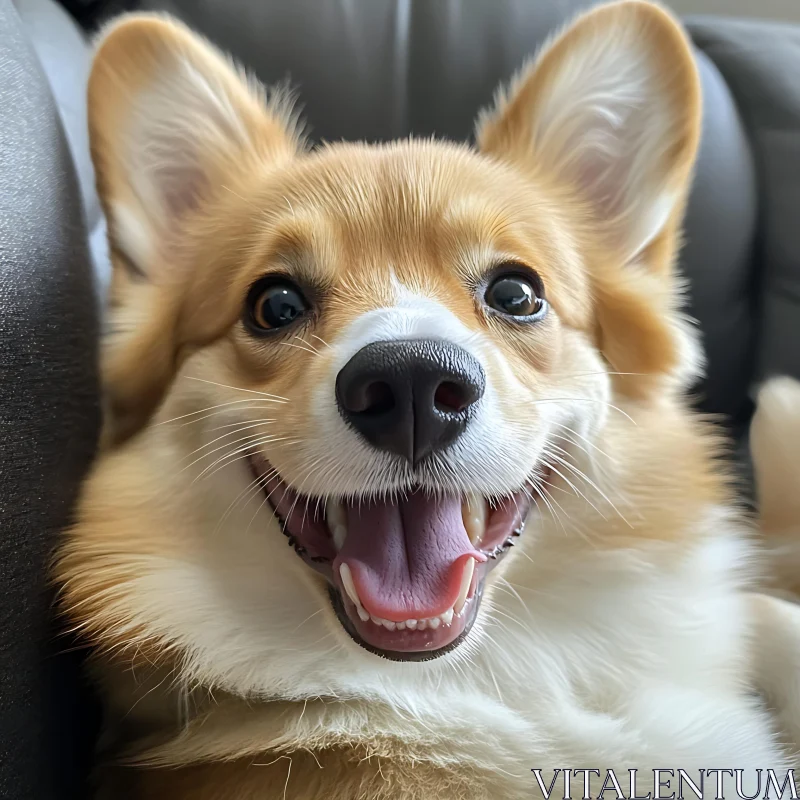 Happy Corgi Dog Close-up AI Image