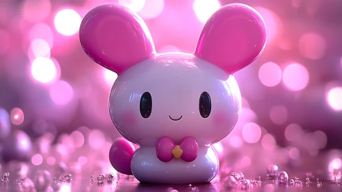 Glossy Pink Bunny with Bokeh Background