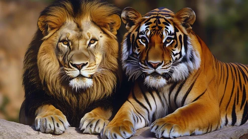 Majestic Lion and Tiger Duo