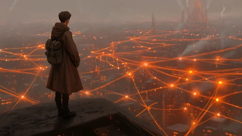 Glowing Network City: A Solitary Observer