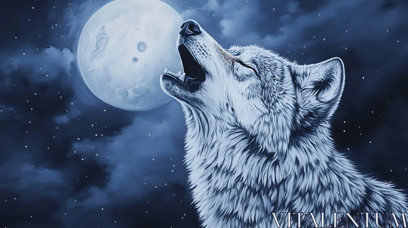 Lunar Howl: A Wolf's Serenade AI Image