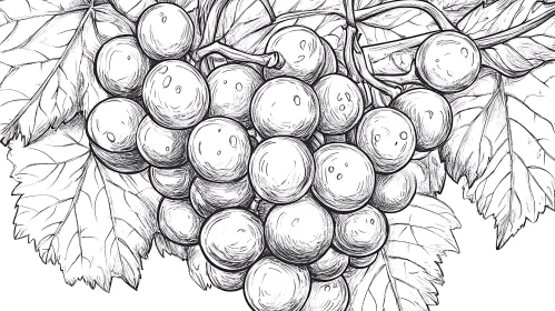 Monochrome Grape Cluster Sketch