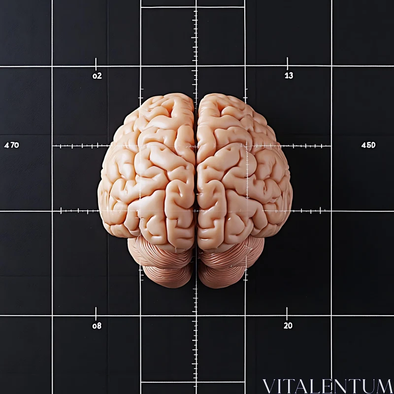 Human Brain Study on Grid Background AI Image