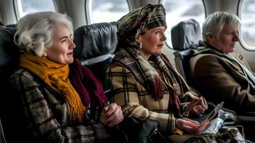 Elderly Passengers on an Airplane Journey