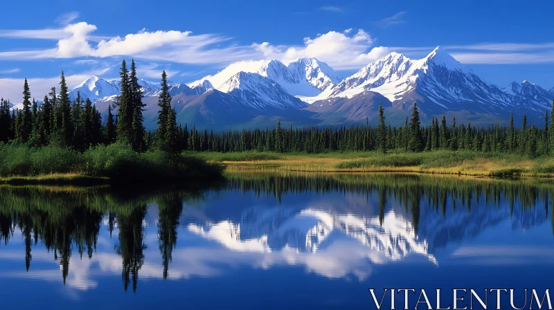 Serene Mountain Lake Landscape AI Image