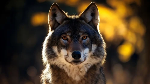 Majestic Wolf Stares: Amber Eyes