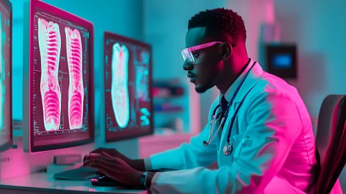 Medical Professional Reviewing X-rays