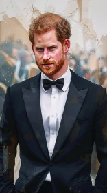 Prince Harry's Formal Black Tuxedo Portrait