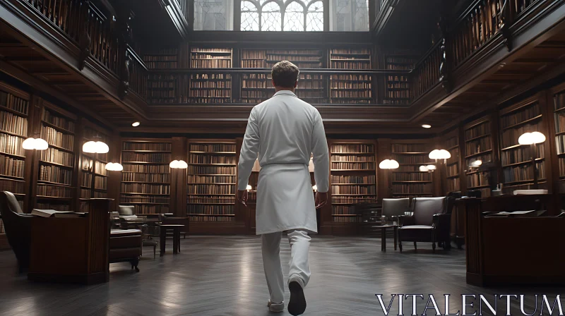 Man in White in a Library AI Image