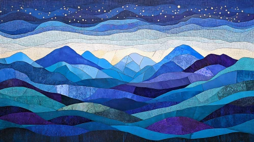 Starry Night Over Mountain Landscape