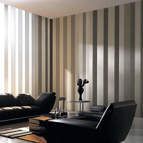 Modern Living Room with Striped Walls