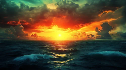Tranquil Sea Sunset with Cloud Reflections