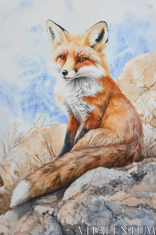 AI ART Detailed Fox Watercolor Art