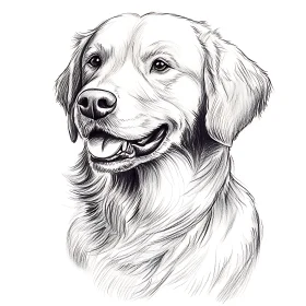 Golden Retriever Canine Art Sketch