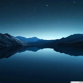 Night Lake Mountain Reflection Landscape