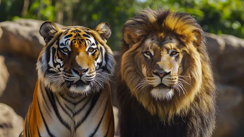 Majestic Lion and Tiger Duo