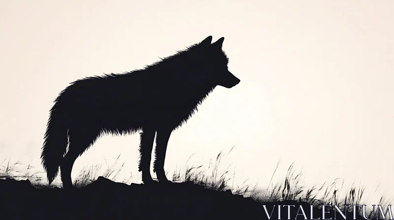 AI ART Silhouette of a Wolf