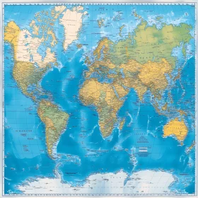 Comprehensive World Map Art Print