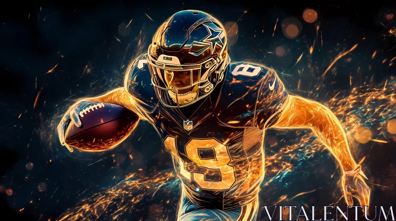 Fiery American Football Player in Motion AI Image