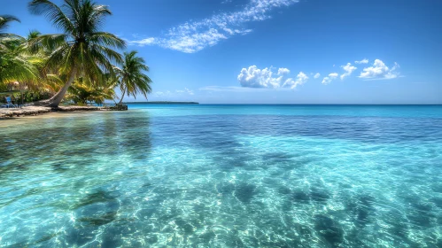 Tropical Island Scene with Azure Sea