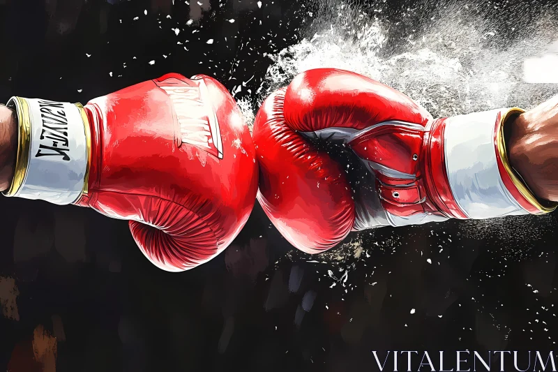 Explosive Impact of Red Boxing Gloves AI Generated Image AI Image