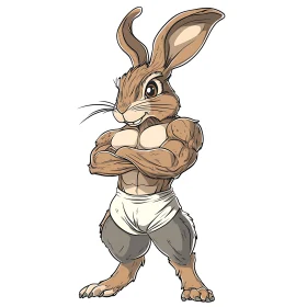 Cartoon Rabbit with Muscles