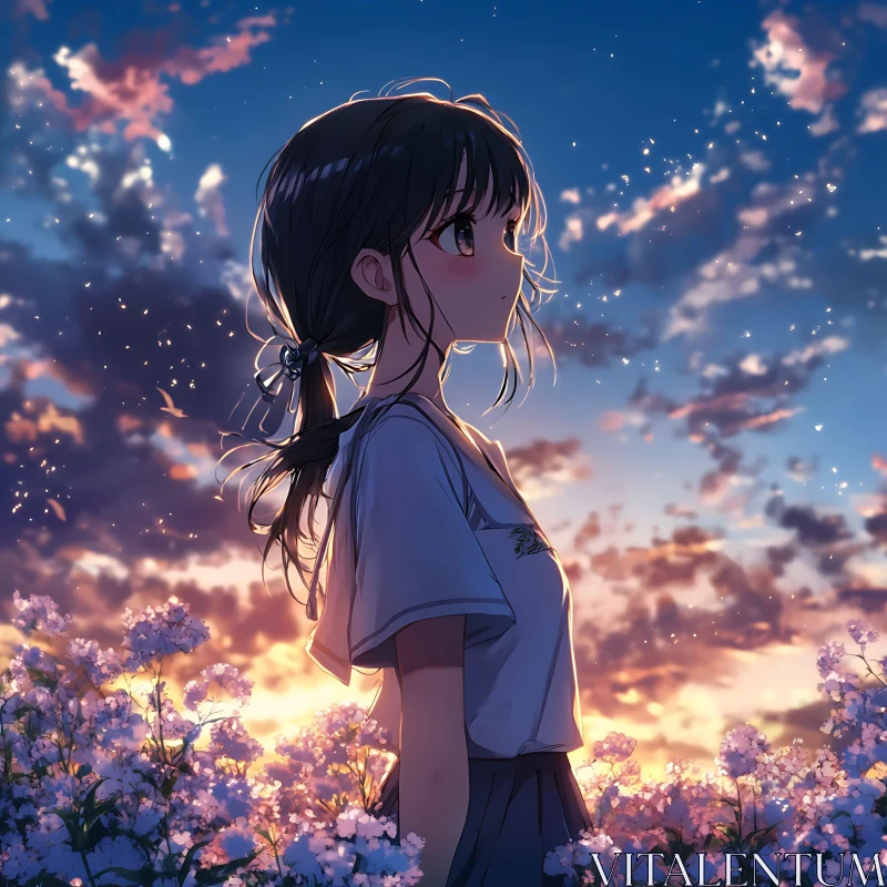 Serene Anime Scene at Dusk AI Image