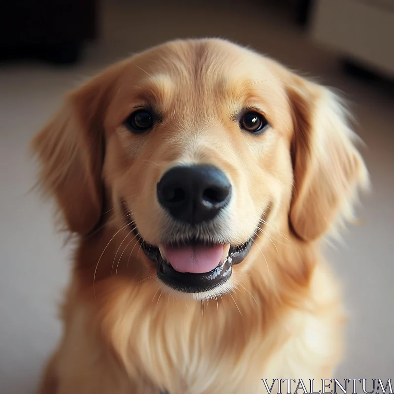 Joyful Golden Retriever Dog Close-Up AI Image