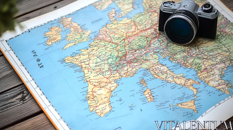 Vintage Map and Camera Still Life