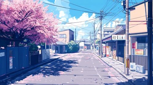 Springtime in a Traditional Japanese Street