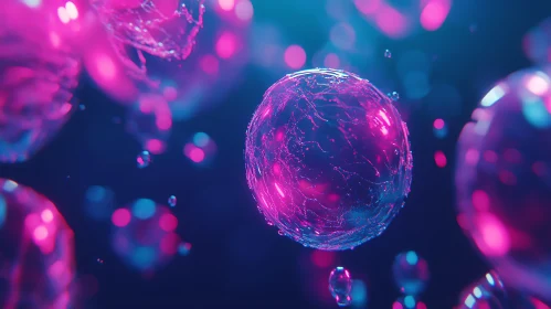 Ethereal Magenta Bubbles Abstract