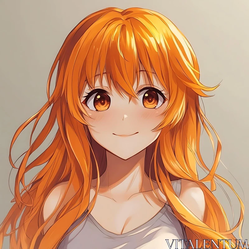 Anime Girl with Radiant Orange Hair