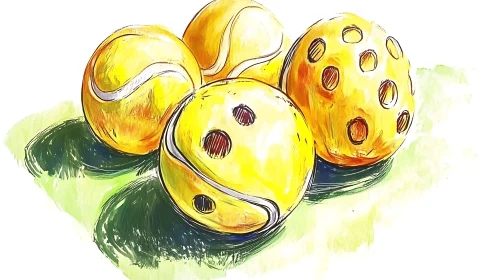 Watercolor Tennis Balls Composition