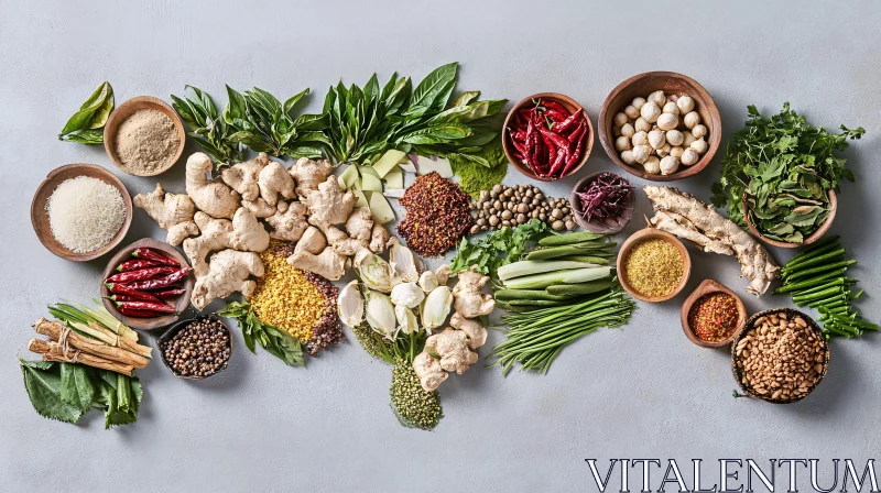 Artistic Arrangement of Spices and Herbs
