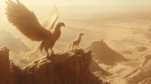 Fantasy Birds on Rocky Peak