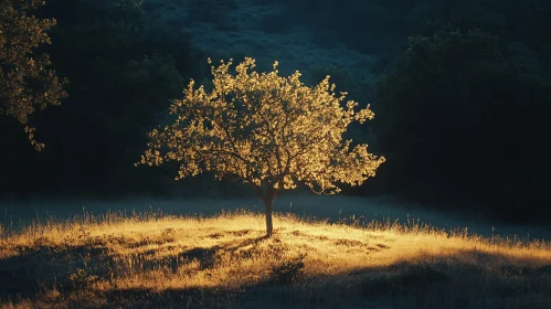 Solitary Tree in Golden Light