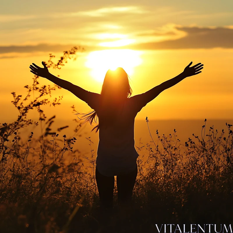 Woman Silhouette at Sunset