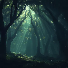 Sunlight Streaming through Forest Canopy