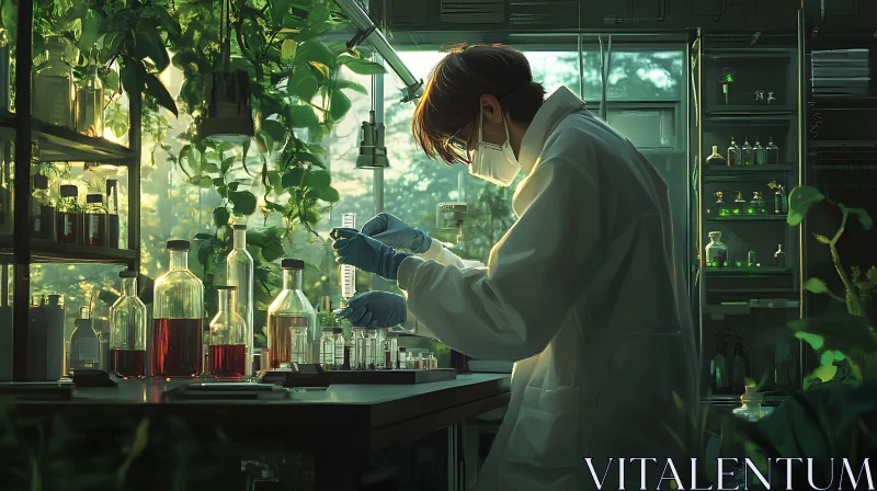 Scientist in Green Laboratory