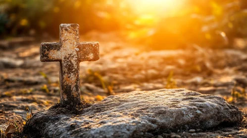 Sunlit Cross on Stone