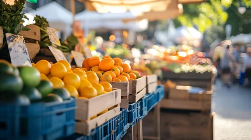 Oranges and Produce at Outdoor Market