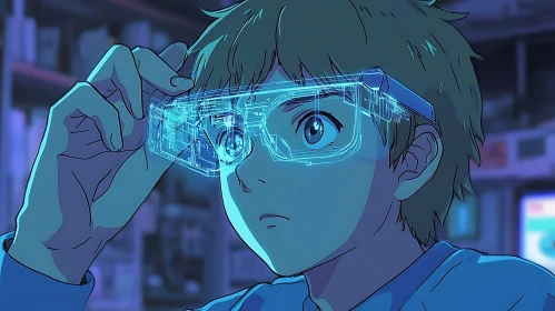Anime Character Using Futuristic Glasses