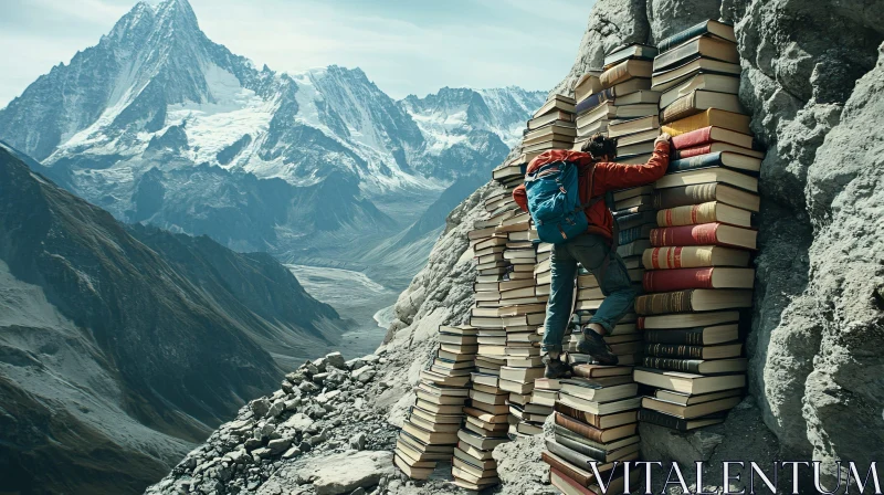 Ascent Through Literature: Book Mountain Art