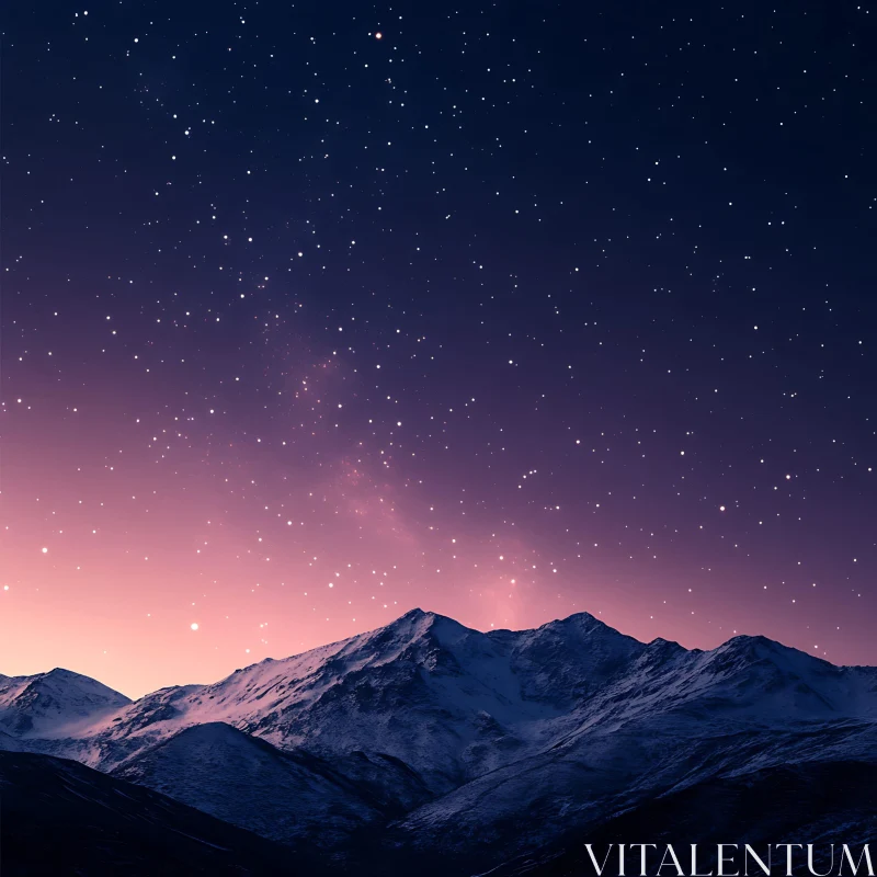 Snowy Mountains under a Starry Sky