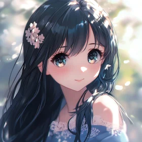 Innocent Anime Portrait with Graceful Details