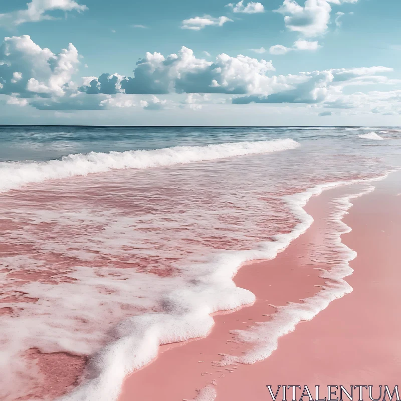 Pastel Seascape with Pink Shoreline