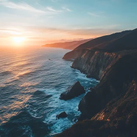 Sunset Over Ocean Cliffs